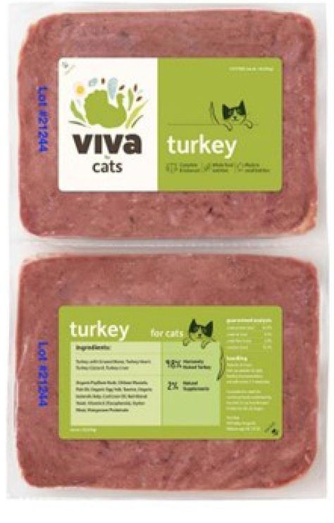 Viva Raw Issues Voluntary Recall of Dog and Cat Food Including Select Viva Turkey Recipes (Lot 21244) Due to Potential Listeria Monocytogenes Health Risk to People and Pets | FDA Raw Cat Food Diet, Healthy Cat Food, Raw Cat Food Recipes, Contaminated Food, Natural Dog Food, Healthy Cat, Health Risks, Dog And Cat, Pet Food