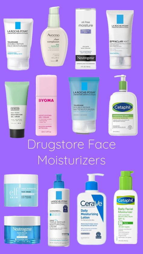 Face creams, gels, and lotions to hydrate oily skin, dry skin, and combination skin. More affordable skincare at the drugstore Best Moisturizer For Face, Moisturizer For Combination Skin, Drugstore Moisturizer, Moisturizer For Face, Affordable Skincare, Oil Based Cleanser, Face Creams, Affordable Skin Care, Face Lotion