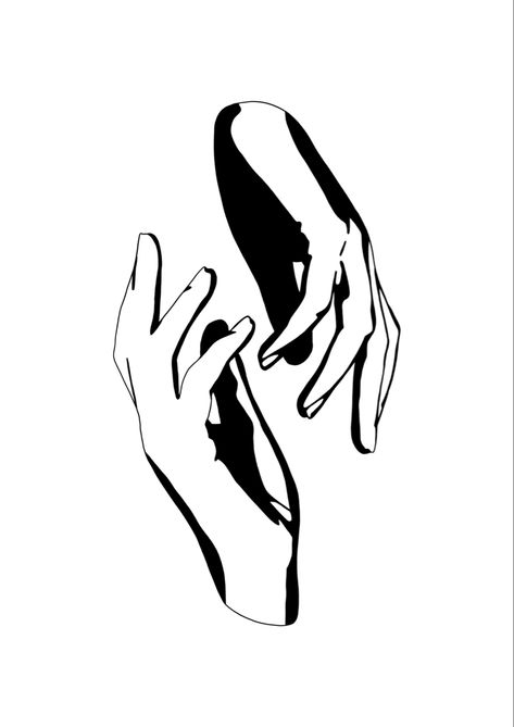 Simple dessin digital en noir et blanc de deux mains. Hands Almost Touching Drawing, Hands Almost Touching, Black And White Hands, Shoulder And Arm Tattoo, Z Tattoo, Hands Photos, E Tattoo, Women's Tattoo, Hand Poke