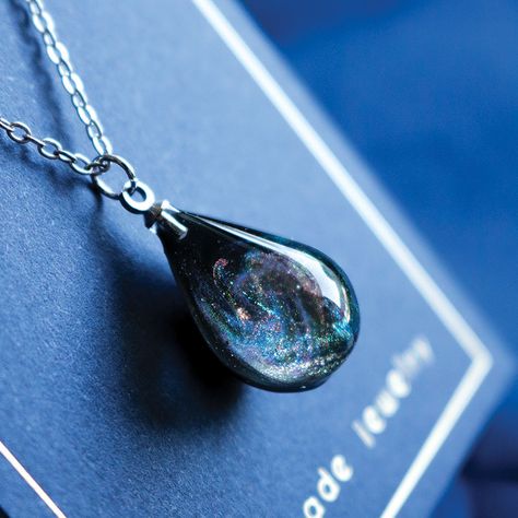 Galaxy Jewelry, Galaxy Pendant, Space Jewelry, Beautiful Fairy, Magical Jewelry, Casual Jewelry, Resin Necklace, Teardrop Necklace, Fancy Jewelry