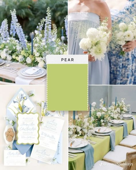 Garden Wedding Color Palette, Blue And Green Wedding Theme, Blue Green Wedding Colors, Blue And Green Wedding, French Blue Wedding, Blue Green Wedding, Green Themed Wedding, Green Wedding Colors, Spring Wedding Ideas