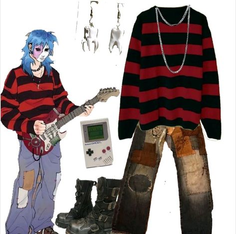 Sally Face Clothes, Sally Face Outfit Ideas, Sally Face Inspired Outfits, Sally Face Outfits, Goblincore Outfits, Outfit Dump, Band Aesthetic, Oc Board, Clothing Reference