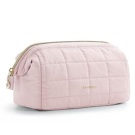 Limited-time deal: BAGSMART Makeup Bag Travel Cosmetic Bag, Puffy Padded Make Up Bags for Women Makeup Organizer Case, Wide-open Pouch Purse Travel Essentials Toiletries Accessories Brushes, Pink Makeup Case Organization, Makeup Bag Travel, Purse Storage, Make Up Bags, Makeup Bag Organization, Pouch Organizer, Makeup Organizer, Travel Toiletries, Essential Bag