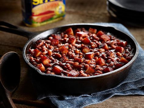 Best-Ever Baked Beans | SPAM® Brand Spam Recipes Dinners, Spam Recipes, Best Baked Beans, Bbq Beans, Best Beans, Fair Food Recipes, Baked Beans, Easy Food To Make, Cheap Meals