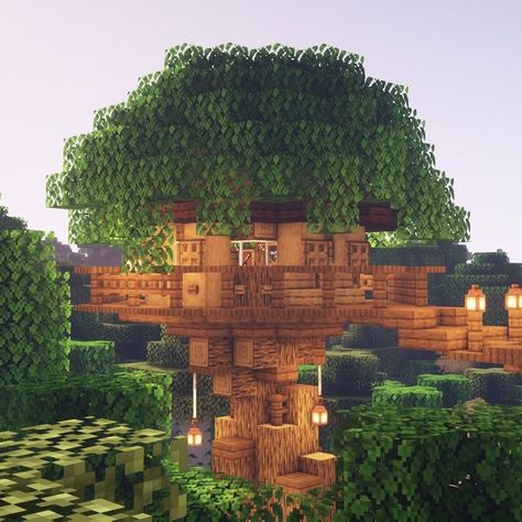 Minecraft Treehouses, Villa Minecraft, Minecraft Tree, Capas Minecraft, Minecraft Houses Survival, Minecraft World, Minecraft Houses Blueprints, Minecraft Structures, Minecraft Cottage