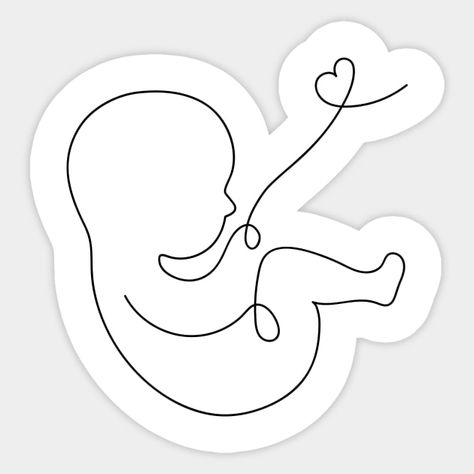 Line art baby in the womb with umbilical cord - Embryo - Sticker | TeePublic Baby In The Womb, Baby In Womb, Family Tattoo Ideas, Clever Logo Design, Simple Hand Embroidery Patterns, Umbilical Cord, Family Tattoo, Knitted Wire