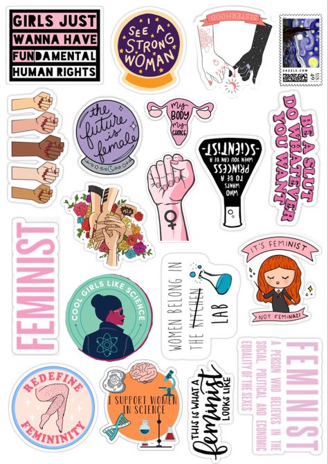 Laptop Stickers Disney, Feminist Stickers, Homemade Stickers, Iphone Stickers, Iphone Case Stickers, Tumblr Stickers, Stickers Printable, Hydroflask Stickers, Wallpaper Stickers