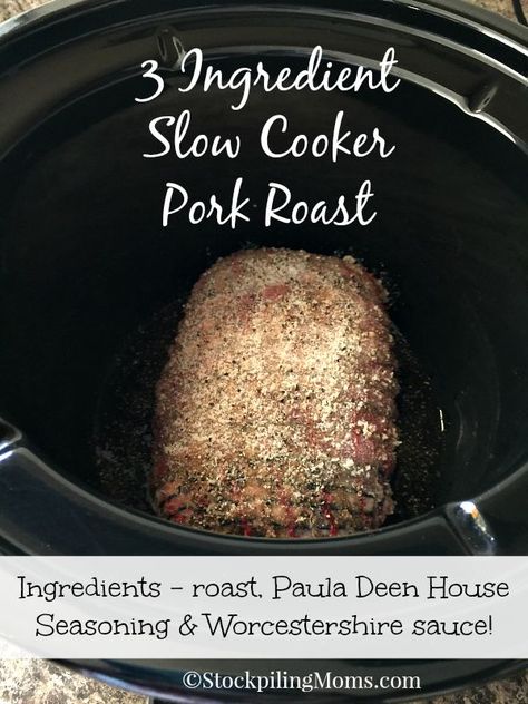 3 Ingredient Slow Cooker Pork Roast is an easy recipe that you can put in your crockpot in less than 5 minutes! 3 Ingredient Pot Roast Crockpot, Boston Button Pork Roast Recipes Cooking Crock Pot, 3 Ingredient Crockpot Pork Chops, 3 Ingredient Pork Chops Slow Cooker, Slow Cooker 3 Packet Pork Roast, Nightly Meals, Crockpot Entrees, Easy Pork Roast, Cooking Ham In Crockpot