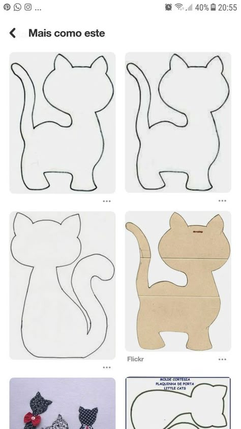 Cat Quilt Patterns, Cat Template, Felt Crafts Patterns, Cute Sewing Projects, Animal Sewing Patterns, Applique Templates, Sewing Stuffed Animals, Pola Sulam, Cat Quilt