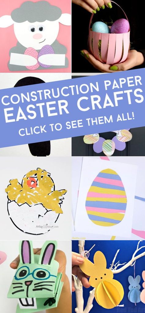 These construction paper Easter crafts are a fun way to celebrate Easter this year. They make great classroom, Sunday school, or kitchen table crafts. Construction Paper Easter Crafts, Paper Easter Crafts, Easter Bunny Paper Craft, Easter Rabbit Crafts, Easter Sunday School, Easter Paper Crafts, Paper Bunny, Rabbit Crafts, Construction Paper Crafts