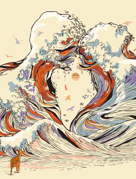 Psychedelic Drawings of Imaginary Lovers Formed By the Sea – Fubiz Media #design #inspiration www.agencyattorneys.com Charcoal Drawings, Love Canvas, Love Posters, Huebucket, Art And Illustration, The Wave, Inspiration Art, Urban Art, Love Art