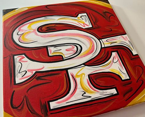 San Francisco 49ers Abstract Painting Art Football - Etsy 49ers Painting, Art Football, Football Wall, Star Pictures, San Francisco 49ers, Art On Canvas, Painting Art, Abstract Art Painting, Black Background