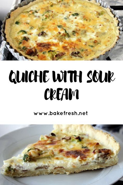 Sour Cream Quiche, Quiche With Sour Cream, Quiche Dinner, Breakfast Quiche Muffins, Recipes With Sour Cream, Recipes Using Sour Cream, Quick Quiche, Veggie Tart, Vegetarian Main Meals