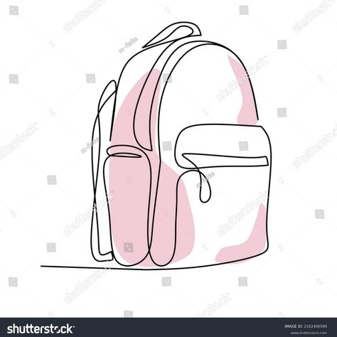 Backpack Illustration Drawing, Backpack Sketch, Backpack Vector, Inktober 2024, Artsy Ideas, Line Art Style, Cartoon Backpack, Icons Instagram, Simple Backpack