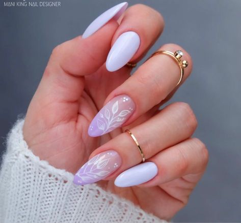 Violet Nails, Trendy Nail Art Designs, Design 2023, Almond Nails Designs, Trendy Nail, Fancy Nails, Chic Nails, Purple Nails, Flower Nails