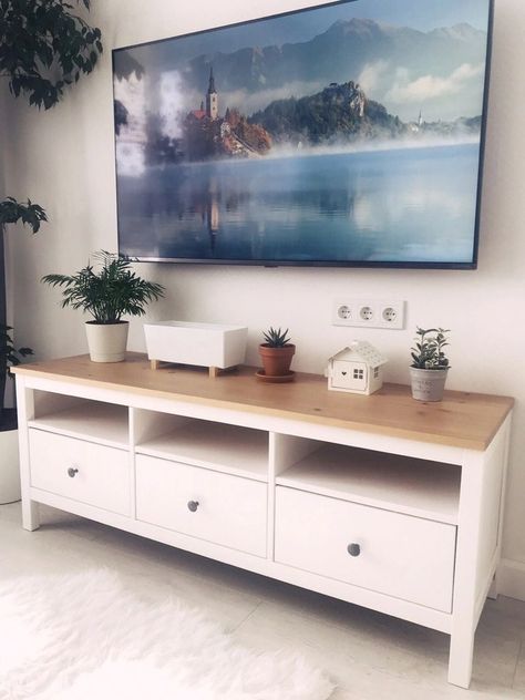 Tv Table Ideas Tv Stands, Hemnes Tv Stand, Ikea Hemnes Tv Stand, Ikea Tv Stand, Cute Living Room, Tv Unit Decor, Colourful Living Room Decor, Indian Home Interior, Comfy Living Room