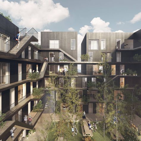 Social Housing Architecture, Collective Housing, Multifamily Housing, Urban Housing, Archi Design, Mix Use Building, Social Housing, Residential Complex, Architecture Rendering