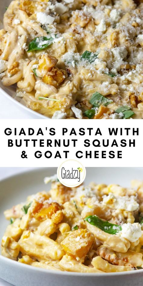 Pasta With Butternut Squash And Goat Cheese | Recipe | Pasta dishes, Giada recipes, Food Butternut Goat Cheese Pasta, Pasta With Squash Sauce, Delicata Squash Pasta Recipe, Gnocchi Recipes With Butternut Squash, Roasted Butternut Squash With Goat Cheese, World Market Recipes, Balsamic Onion And Goat Cheese Pasta, Pumpkin Goat Cheese Pasta, Butternut Goat Cheese