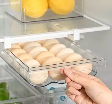 Fridge Drawers, Fridge Organizer, Organize Kitchen, House Hacks, Fridge Shelves, Egg Container, Fridge Organisers, Clear Plastic Containers, Portable Kitchen