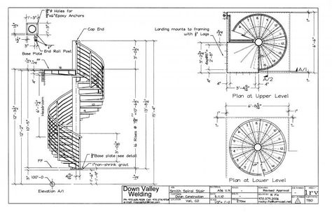 Rocky Mountain Design & Fabrication - Steel Detailing Staircase Dimensions, Spiral Staircase Dimensions, Spiral Staircase Plan, Stair Dimensions, How To Draw Stairs, Spiral Stairs Design, Rustic Stairs, Spiral Stair, Ideas Sketch