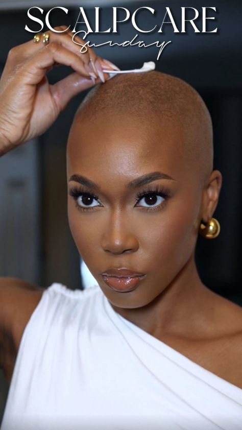 Chidi Tiffany | “A woman who cuts her hair is about to change her life.” -CoCo Chanel 💅🏾 #scalpcare #scalpcaresunday #storytime Products Used: 1:… | Instagram Bald Fades For Black Women, Bald Hair Women, Bald Women Black, Bald Fade Women Black Short Hair, Bald Women Fashion Outfits, Bald Fade Women Black, Buzz Cut Black Women, Bald Black Women, Bald Women Fashion