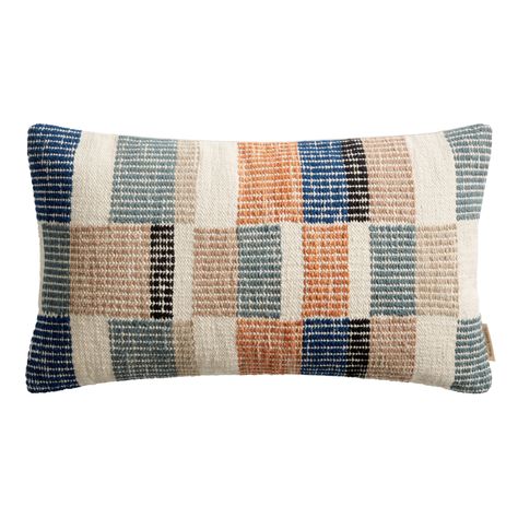 Multicolor Abstract Checkered Lumbar Pillow - World Market Rust Outdoor Pillows, Lumbar Pillows For Chairs, World Market Lumbar Pillow, Teal Lumbar Pillow, Mcm Bedroom, Outdoor Lumbar Pillows, Apartment 2023, Seattle Apartment, Spring Pillow