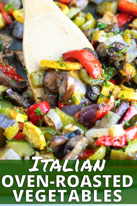 Italian oven-roasted vegetables are an easy, quick, and nutritious vegetarian and low-carb side dish recipe to serve with any main dish.  Learn how to roast vegetables such as zucchini, squash, bell peppers and onions in the oven in a few simple steps! #evolvingtable #roastedvegetables #sidedish #recipe #vegetarian How To Roast Vegetables, Best Roasted Vegetables, Roasted Zucchini And Squash, Roasted Sweet Potato Cubes, Vegetable Pasta Bake, Roasted Vegetable Pasta, Garlic Roasted Broccoli, Roast Vegetables, Roasted Vegetables Oven