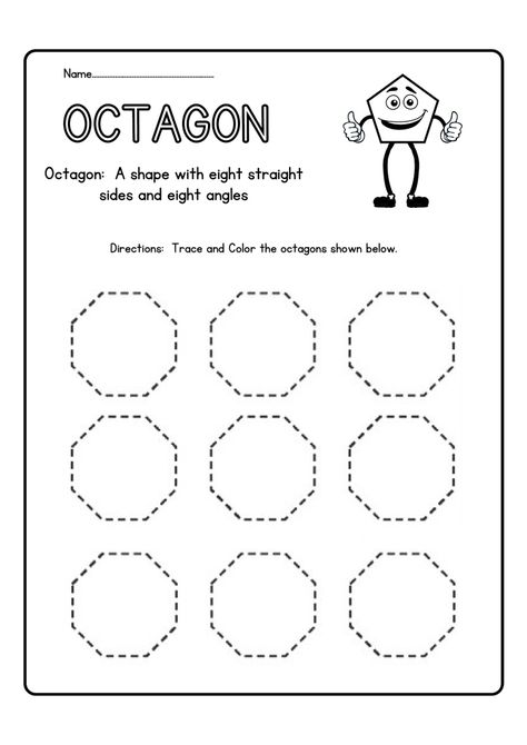 Octogon Preschool Activities, Octagon Shape Preschool, Octagon Worksheet For Preschool, Octagon Crafts Preschool, Red Classroom, Fun Sheets, Preschool Shapes, Shape Poems, Shape Worksheets For Preschool