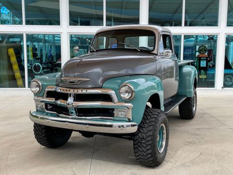 1954 Chevrolet Pickup Custom Lifted Truck Why This Vehicle is Special The truck you've always wanted to build since you were a kid is here at Skyway Classics today. This monster truck version of a... Old Chevy Trucks, 1959 Chevy Truck, Old Trucks For Sale, 53 Chevy Truck, 55 Chevy Truck, Old Chevy Pickups, Chevy Truck Models, 1954 Chevy Truck, International Pickup Truck