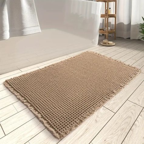 Soft Super Absorbent Waffle Bathroom Mat Non slip Bathroom - Temu Australia Boho Bath Mat, Floor Machine, Washable Bathroom Rugs, Kitchen Area Rugs, Hot Melt Adhesive, Bathroom Floor Mat, Bathroom Floor, Bath Mat Rug, Bathroom Style