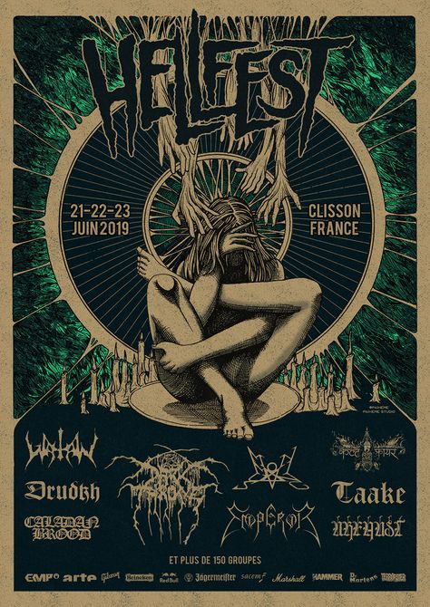 Heavy Metal Poster Design, Metal Festival Poster, Punk Festival Poster, Metal Band Posters, Festival Poster Design, Caen France, Metal Concert, Posters Conception Graphique, Rock Fest