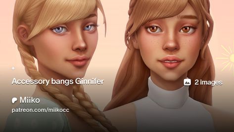 Accessory bangs Ginnifer | Miiko Sims 4 Long Hair, Micro Bangs, Parted Bangs, Graphic Design Assets, Different Hairstyles, Maxis Match, Sims 4 Mods, The Sims 4, The Sims