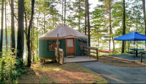 Go Glamping At These 7 Campgrounds In Georgia With Yurts For An Unforgettable Adventure Sweetwater Creek State Park, Yurt Camping, Georgia State Parks, Stone Mountain Park, Cloudland Canyon, Only In Your State, Visit Georgia, Lakeside View, Go Glamping