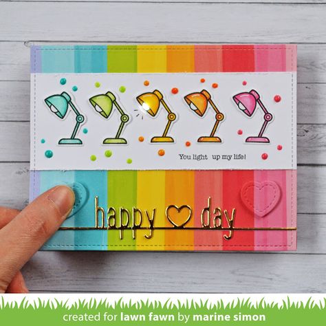 Paper Crafts Magazine, Lawn Fawn Blog, Spectrum Noir Markers, Happy Hearts Day, Lawn Fawn Stamps, Lawn Fawn Cards, Rainbow Card, Rainbow Paper, Whimsy Stamps