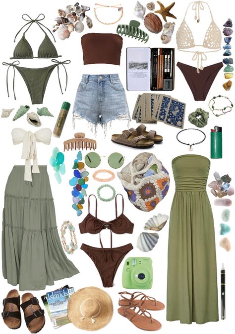 Beachy Cute Outfits, Island Life Outfit Boho Style, Boho Beach Clothes, Beachcore Aesthetic Outfits, Hippy Outfits Summer, Beach Hippy Aesthetic, Hippy Beach Outfits, Coastal Hippie Outfits, Beach Asthetics Outfit