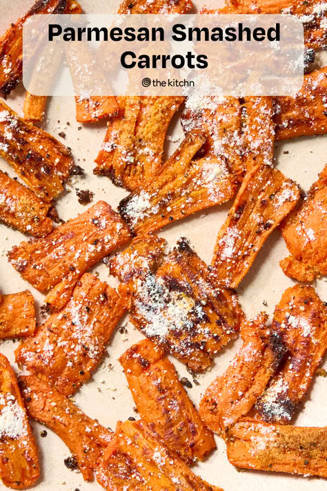 Smashed carrots will be your new go-to veggie side dish. Smashed Parmesan Carrots, Smash Carrots, Smashed Carrots With Parmesan, Smashed Carrots, Carrots Baked, Parmesan Carrots, Crash Hot Potatoes, Veggie Side Dish, Steamed Carrots