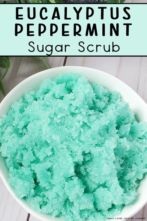 Eucalyptus Scrub Diy, Eucalyptus Sugar Scrub Diy, Eucalyptus Body Scrub, Making Body Scrubs, Sugar Scrubs With Essential Oils, How To Make Sugar Scrub, Sugar Scrubs Recipes, Body Scrubs Recipes, Essential Oil Sugar Scrub