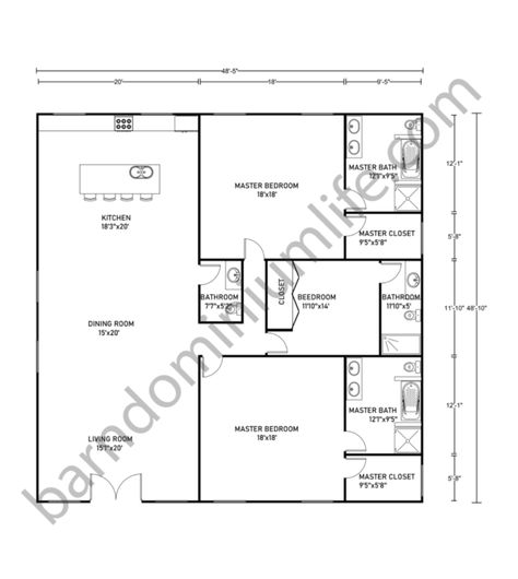 2 Master Suite Barndominium, Master Suite Floor Plan, Retirement House Plans, Metal Building House Plans, Barndominium Plans, Homes Ideas, Barn Style House Plans, Small House Floor Plans, Mountain House Plans