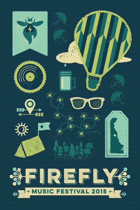 I like the poster and how they incorporated graphics in with the type. Outdoor Graphic Design, Picnic Poster, Festival Brochure, Firefly Festival, Firefly Music Festival, Spring Music, Poster Project, Music Fest, Design Posters