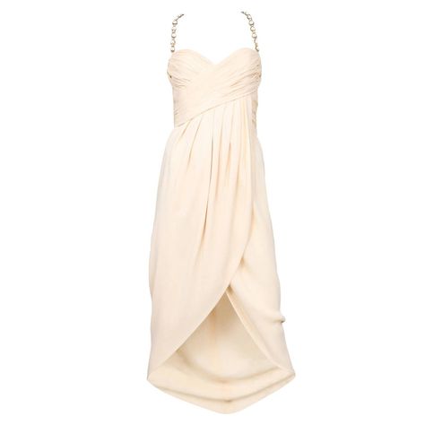 Chanel Cream Silk Pearl Strap Dress For Sale Pearl Strap Dress, Tulip Wrap Skirt, Tulip Wrap, Aesthetic Evening, Chanel Cream, Pink Pleated Dress, Criss Cross Dress, Dresses Aesthetic, Pink Cocktail Dress