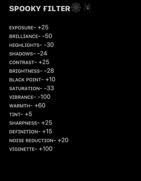 Spooky Photo Editing Iphone, Spooky Filter Iphone, Iphone Photo Edit Settings Halloween, Dark Photo Editing Iphone, Halloween Filter Iphone, Picture Adjustments Iphone, Horror Photo Editing, Halloween Photo Edit Iphone, Halloween Filter Camera Roll