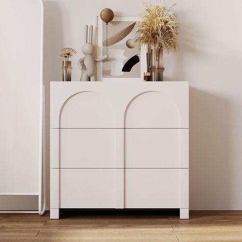 White French Style Rubber Wood 3 Drawer Chest, Accent Drawer Dresser with Arch Door, Modern Closet Dressers Chest of Drawers - Bed Bath & Beyond - 37838486 Luxury Future, Accent Drawer, Dresser In Closet, 3 Drawer Storage, Three Drawer Chest, Modern Closet, Six Drawer Dresser, 3 Drawer Dresser, Arched Doors