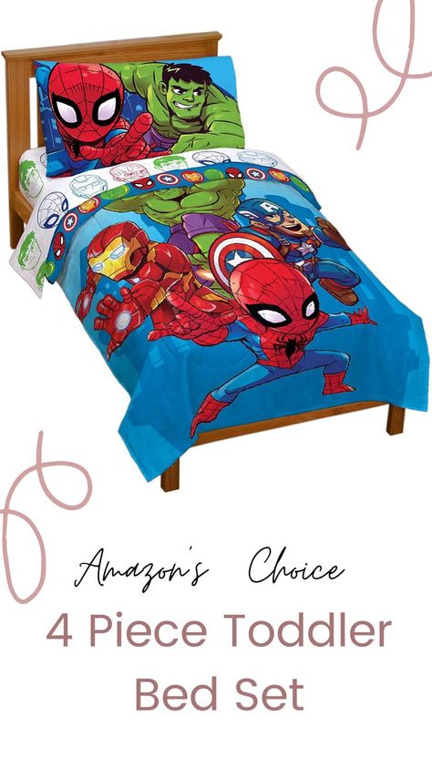 Superhero Bed Frame, Avengers Bed, Avengers Room, Iron Man Spiderman, Bed Comforter, 6 Birthday, Toddler Bed Set, Bed Comforter Sets, Wallpaper Girly