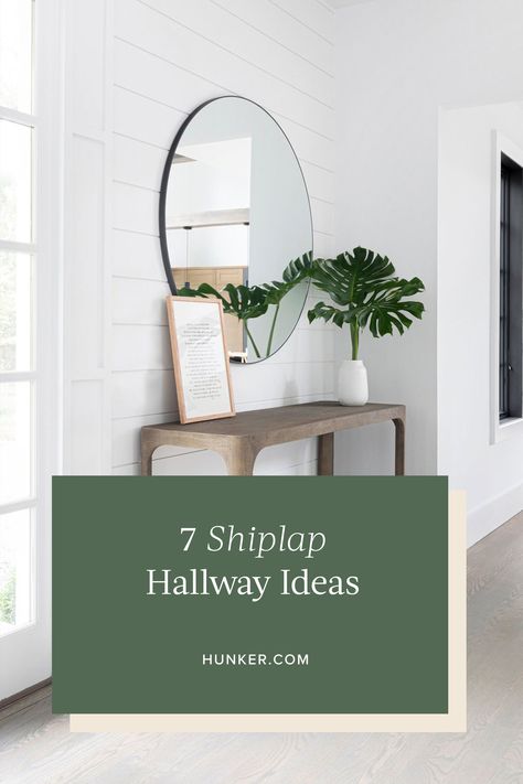 Shiplap Wall Decor Ideas Hallway, Shiplap Wall Entryway Foyers, Shiplap In Foyer Entryway, Entryway With Shiplap, Shiplap Front Entry, Entryway Ideas Shiplap, Shiplap In Hallway, Hallway Shiplap Wall, Shiplap Entryway Ideas