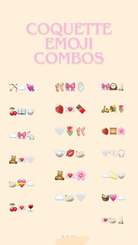 #fyp #coquette #emojis #combo Cute Emoji Iphone, Coquette Emojis Combo, Coquette Emojis, Shuffles Ideas, Cute Emoji Combinations, Bookstagram Posts, Emoji Combos, Cute Text Symbols, Emoji Set