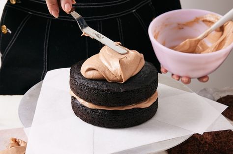 Chocolate Ermine Frosting Recipe | King Arthur Baking: Melted chocolate and espresso powder take this old-fashioned cooked flour frosting, also known as ermine frosting, to new, deliciously chocolate heights! Chocolate Ermine Frosting, Flour Frosting, Small Chocolate Cake, Ermine Frosting, Frosting Cake, Baked Sweets, Single Layer Cakes, King Arthur Baking, Rich Cake