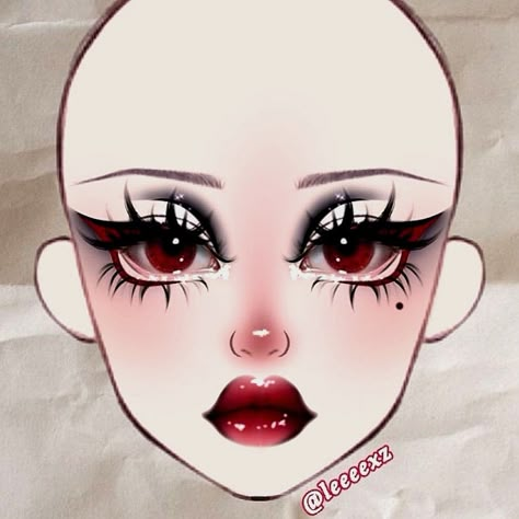 Maquillage Goth, Goth Eye Makeup, Makeup Charts, Anime Eye Makeup, Makeup Drawing, Cute Eye Makeup, Anime Makeup, Face Charts, Makeup Face Charts