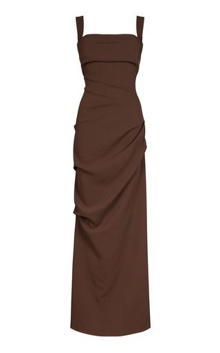 Paris Georgia Fashion Collections For Women | Moda Operandi Brown Formal Dress, Brown Dresses Formal, Simple Evening Dress, Georgia Fashion, Paris Georgia, Brown Maxi Dresses, Drape Maxi Dress, Fantasy Gowns, Classy Work Outfits