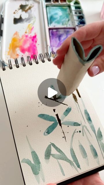 Anna Koliadych on Instagram: "Fun and easy way to paint a #dragonfly with #watercolor using a little trick 🥰🎨 #watercoloring #watercolortutorial #watercolorpainting #loosepainting #artprocess #arttips #craft" Dragonfly Watercolor Painting Tutorial, Easy Watercolor Birthday Cards, Watercolor Fairies, Dragonfly Craft, Dragonfly Watercolor, Abstract Cards, Fairy Wishes, Dragon Fly Craft, Dragonfly Painting