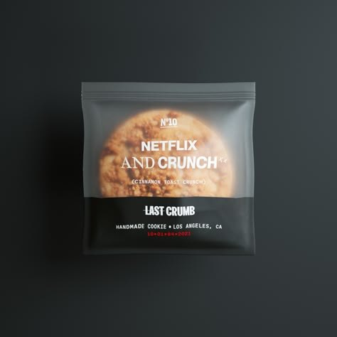 Brand New: New Logo, Identity, and Packaging for Last Crumb by Truffl Cookies Brand Name Ideas, Cookies Packaging Ideas Creative, Last Crumb Cookies, Crumb Cookies, Cookie Packing, Last Crumb, Brownie Packaging, Snacks Packaging, Snack Packaging